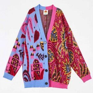 💕FARM RIO💕 Mixed Prints Cardigan  ~ Blue Tropical Magic + Tropical Stripes NWT
